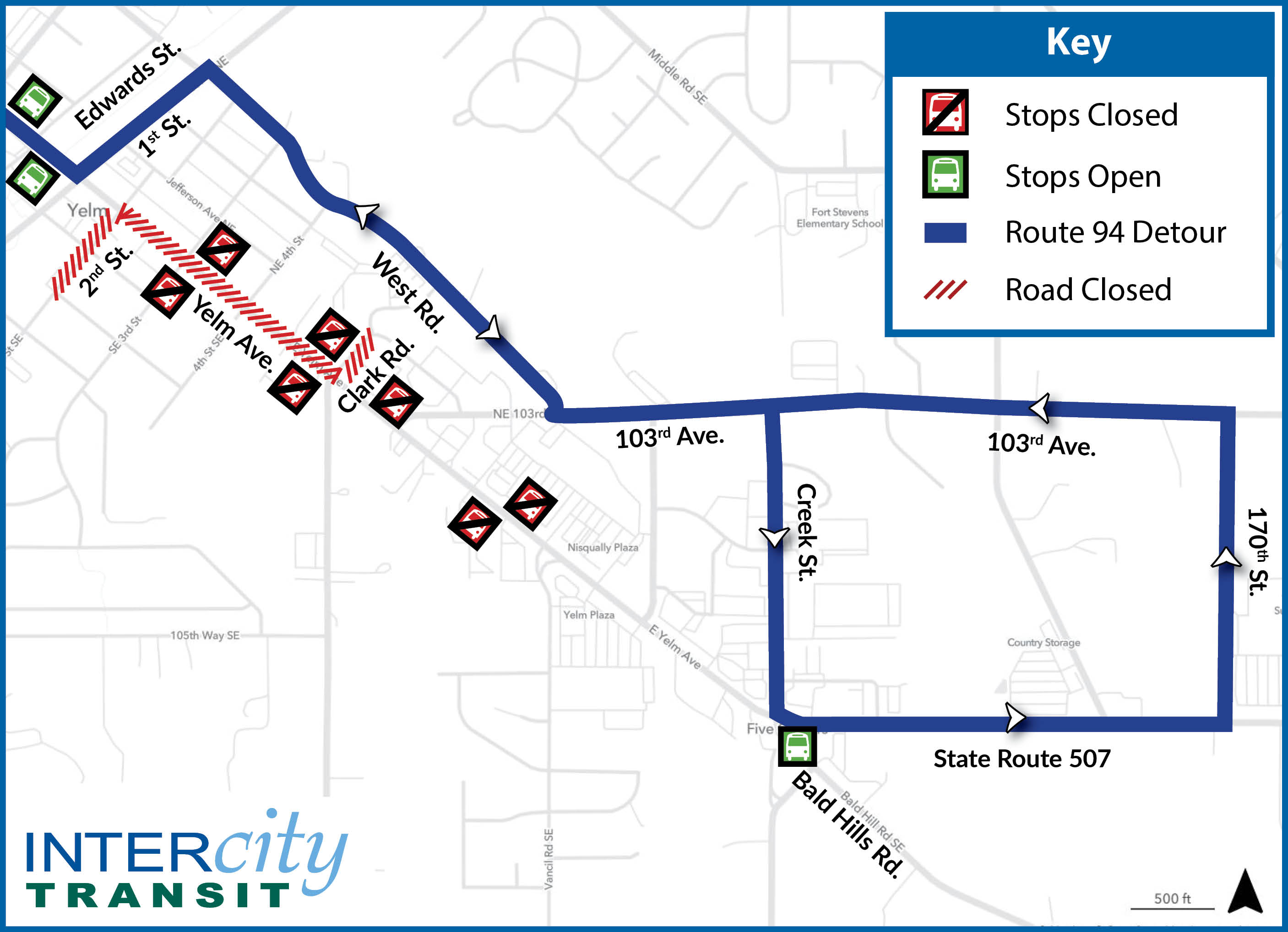 Route 94 will be on detour from 9 a.m. 12 p.m. June 25 due to street